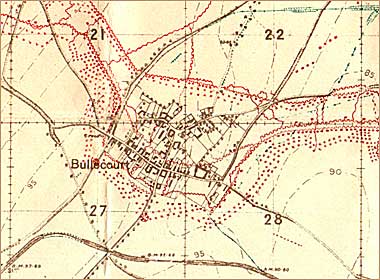 Map of the battlefield at Bullecourt