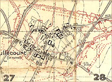 Map of the battlefield at Bullecourt