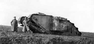 Two German officers standing by a captured British tank – with permission from the Australian War Memorial site