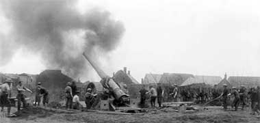 A 6 inch naval gun supporting Australian troops being fired from Beaumetz near Bullecourt – with permission from the Australian War Memorial site