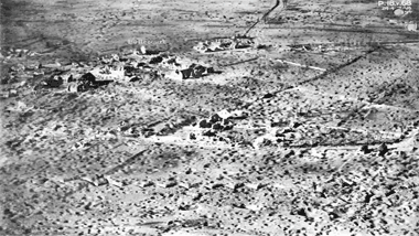 An overhead view of the village of Bullecourt after the battles – screenshot developed from a BBC programme
