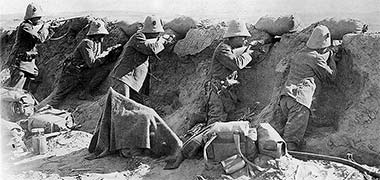 Italian soliders firing on Turkish positions at Tripoli, 1911 – courtesy of Wikimedia Commons