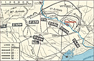 An image showing the location of Papadopoli island 23rd October 1918 – courtesy of the Italian War Diary An image showing the location of Papadopoli island 23rd October 1918 – courtesy of the Italian War Diary