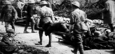 A British stretcher party at work