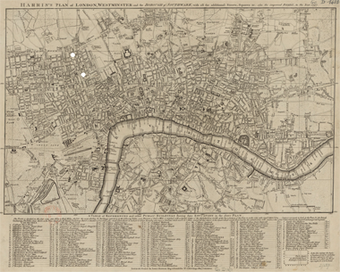 The location of 24 Charlotte Street, London on Harris’ plan of 1797 - Public Domain