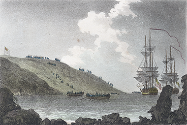 French forces landing at Carreg Gwastad, Pembrokeshire on 22 February 1797 – Courtesy of Wikipedia