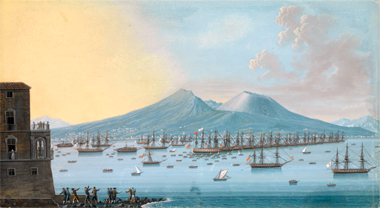 The British fleet at anchor in the Bay of Naples, 17 June 1798 – painted by Giacomo Guardi, © courtesy of the National Maritime Museum, Greenwich, London
