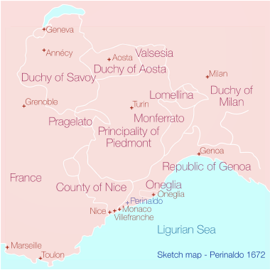 Map of the setting for the Second Genoese-Savoyard war