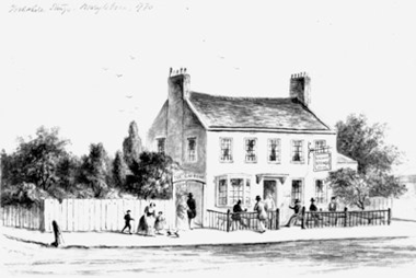 A 1770 drawing of the Yorkshire Stingo public house – courtesy of Wikipedia