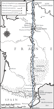 Triangulation map of France 1792-1799 by courtesy of Ken Alder