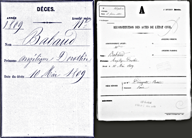 Record of the death of Mme de Cassini