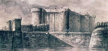 A detail from an engraving of the Bastille around 1780