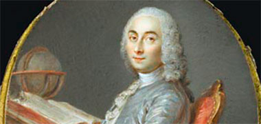 Detail from a portrait of César François Cassini by Jean-Marc Nattier