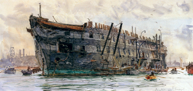 The Donegal seen here as a prison hulk, similar to the Cumberland