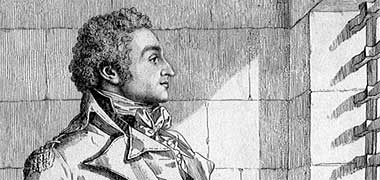Engraving of Sir Sidney Smith. Imprisoned in the Abbaye Paris, artist Philippe Auguste Hennequin, engraver, Maria Cosway, published 17 July 1797
