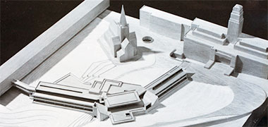 South-west aerial view of the balsawood model