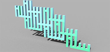 Grouping of mushrabiya units based on a Kufic rendering of the word ‘salaam’