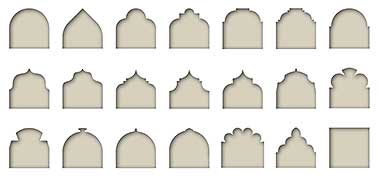 Some of the traditional arch shapes observed in the peninsula – not to scale