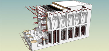 Sketch cutaway of a traditional structure
