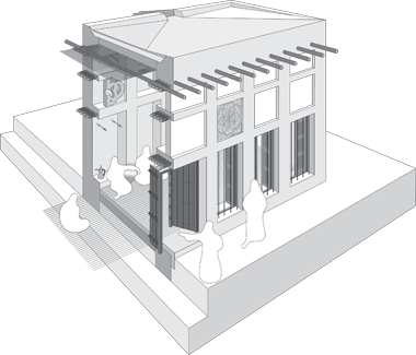 Cutaway of a traditional structure