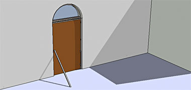 A simple representation of a door bar, floor fixed