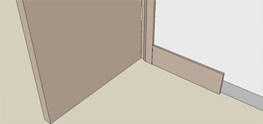 A door open at right angles to the wall