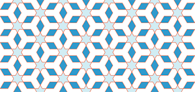 Pattern established by overlapping hexagons by two-thirds