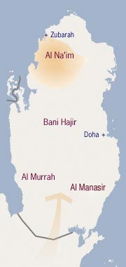 The area of the Qatar peninsula used by the Na’im tribe