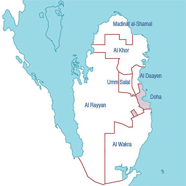 The municipalities of Qatar, as of 2004
