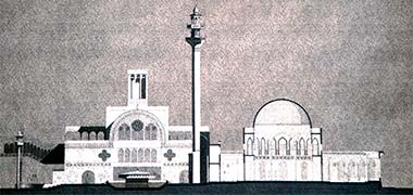 A scheme for a suq and mosque in Sharjah