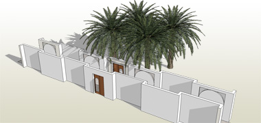 Palm trees used to provide shade at the entrances to properties from a sikka
