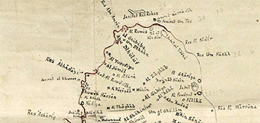 Detail of the sketch map of north of the peninsula – Courtesy of Qatar Digital Library
