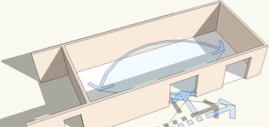 Potential range of views from one room to another