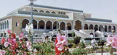 A view from the north-east inside the Guest Palace at Rumaillah, 1966