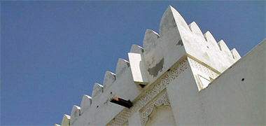 Detail of the top of the north-west corner of the al-Kuwt fort, January 2002