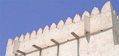 The top of the rectangular tower of the al-Kuwt fort, August 2008