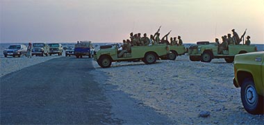 A light armed escort guard in the desert, February 1976