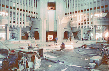 Work being carried out on the floor of the central atrium