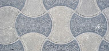 A detail of paving in front of the Ezdan hotel in Doha