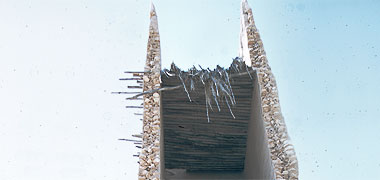 A section of one of the ruined Barzan towers at Umm Salal Muhammad