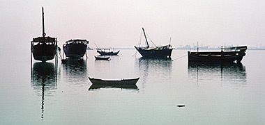 Dhows sitting in low water