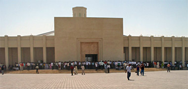 The entrance façade of the Catholic church in Doha