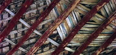 A simple ceiling in a building in Wakra, 1973