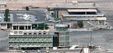 An aerial view of the Control Tower building, September 1972