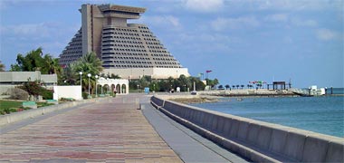 Seating along the edge of the Corniche, January 2002