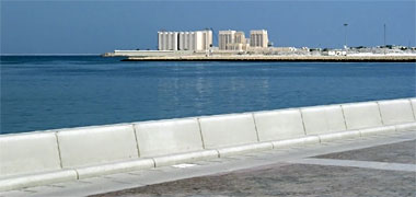 The corniche sea wall in the New District of Doha