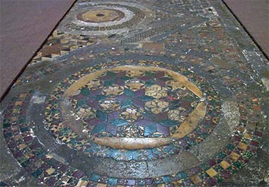 Detail of the cosmatesque pavement in Westminster Abbey looking east over the south-west corner of the pavement, 2002
