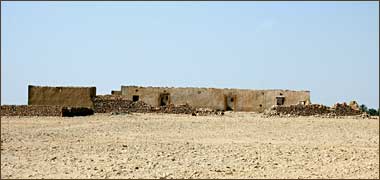 Buildings in ruins in the desert