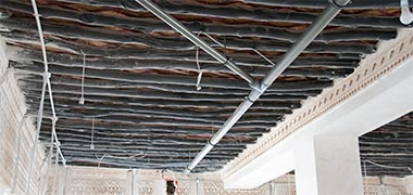 Detail of an unfinished ceiling in Suq Waqf