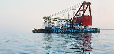 The dredger used in the West Bay